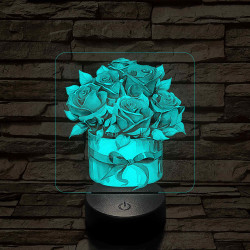 Rózsacsokor 7 színű, színváltós, valósághű 3D led lámpa