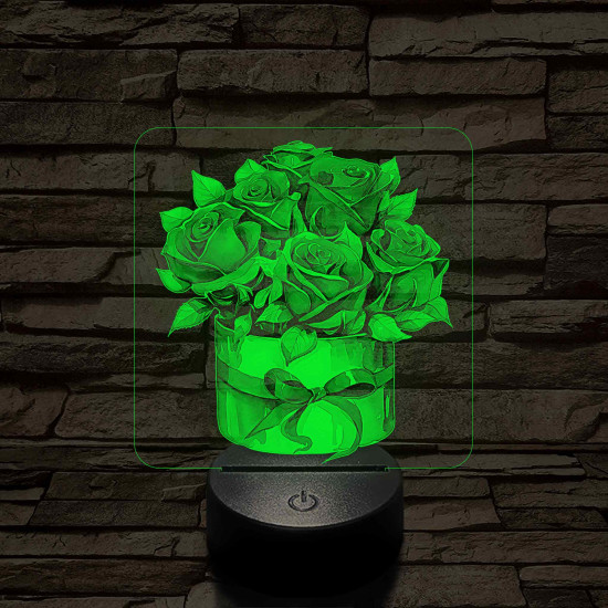 Rózsacsokor 7 színű, színváltós, valósághű 3D led lámpa