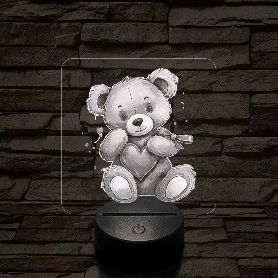 Maci szívvel 7 színű valósághű 3D led lámpa