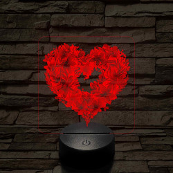 Szívvirágok 7 színű, színváltós, valósághű 3D led lámpa