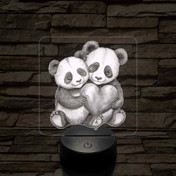 Panda szerelem 7 színű valósághű 3D led lámpa