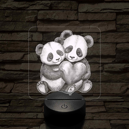 Panda szerelem 7 színű valósághű 3D led lámpa