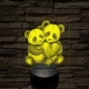 Panda szerelem 7 színű valósághű 3D led lámpa