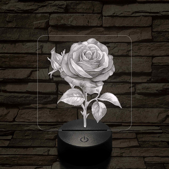 Rózsa 7 színű, színváltós valósághű 3D led lámpa