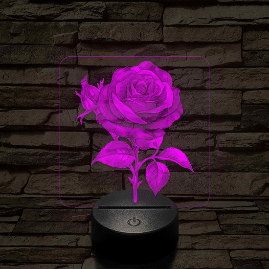 Rózsa 7 színű, színváltós valósághű 3D led lámpa