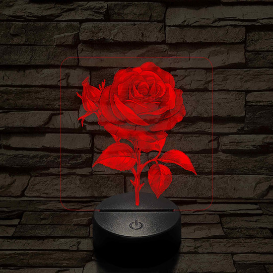 Rózsa 7 színű, színváltós valósághű 3D led lámpa