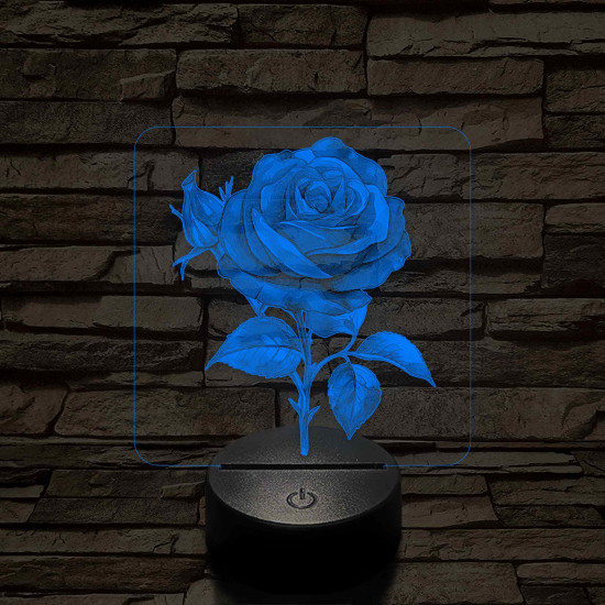 Rózsa 7 színű, színváltós valósághű 3D led lámpa