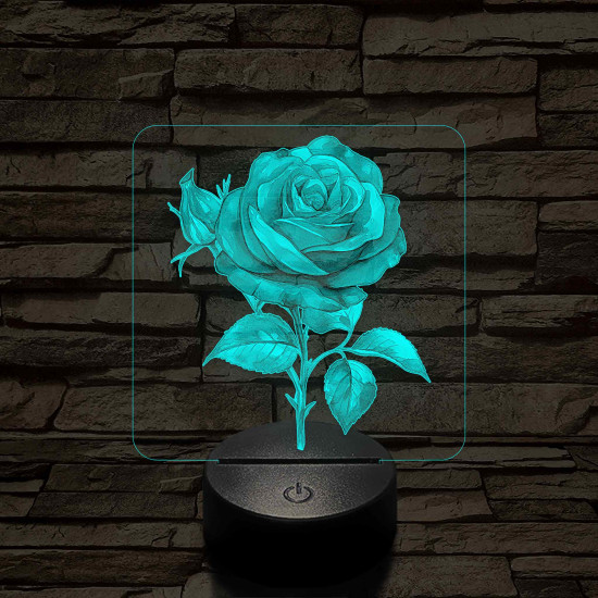 Rózsa 7 színű, színváltós valósághű 3D led lámpa