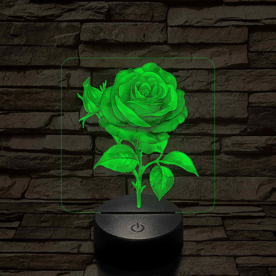Rózsa 7 színű, színváltós valósághű 3D led lámpa