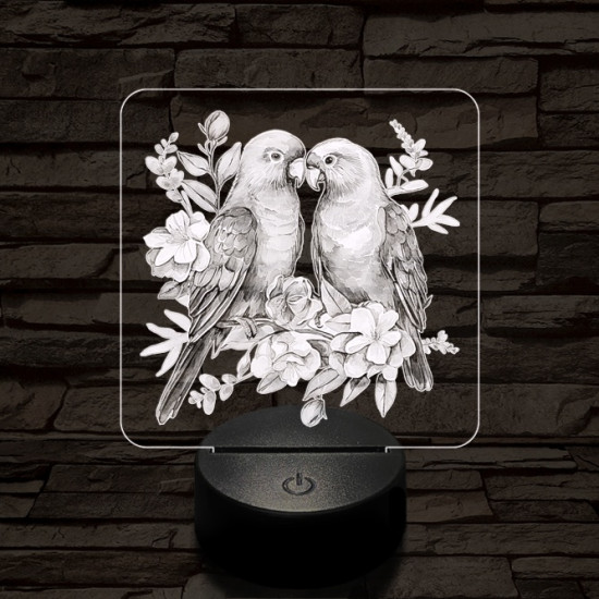 Papagáj románc 7 színű valósághű 3D led lámpa