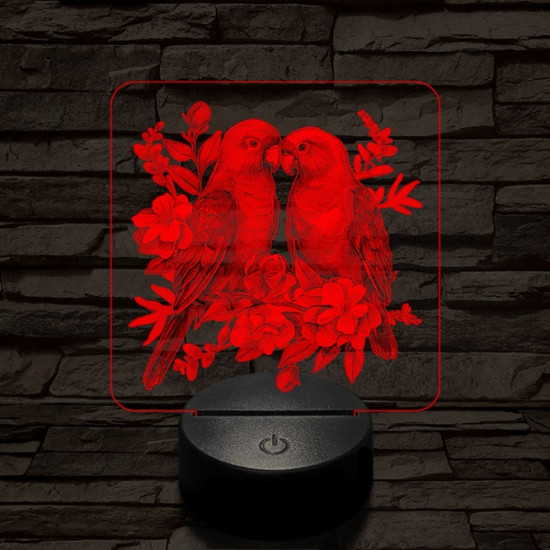 Papagáj románc 7 színű valósághű 3D led lámpa