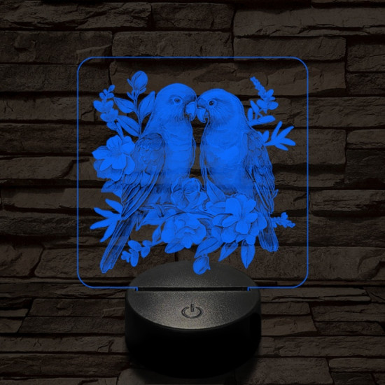 Papagáj románc 7 színű valósághű 3D led lámpa
