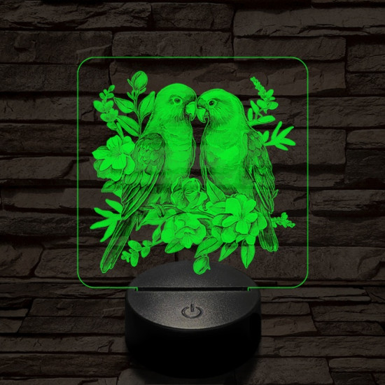 Papagáj románc 7 színű valósághű 3D led lámpa