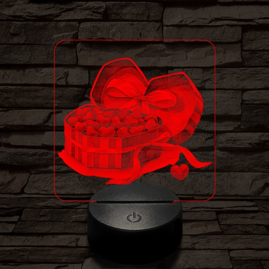 Szív bonbonok 7 színű valósághű 3D led lámpa