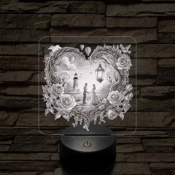 Szerelmesek a varázslatos éj alatt 7 színű valósághű 3D led lámpa