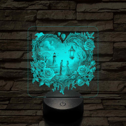 Szerelmesek a varázslatos éj alatt 7 színű valósághű 3D led lámpa