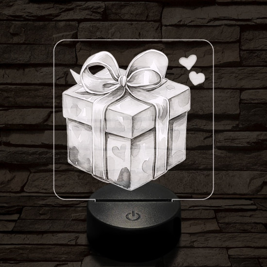 Valentin szív ajándék 7 színű valósághű 3D led lámpa