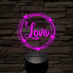 Szerelem kör 7 színű 3D led lámpa