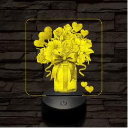 Valentin dekor csokor 7 színű valósághű 3D led lámpa