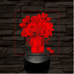 Valentin dekor csokor 7 színű valósághű 3D led lámpa