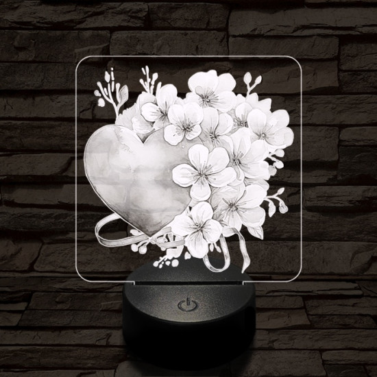 Valentin szíves csokor 7 színű valósághű 3D led lámpa