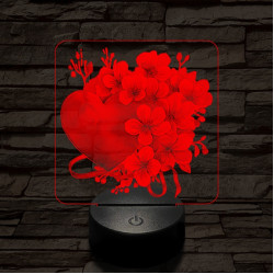 Valentin szíves csokor 7 színű valósághű 3D led lámpa