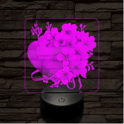 Valentin szíves csokor 7 színű valósághű 3D led lámpa