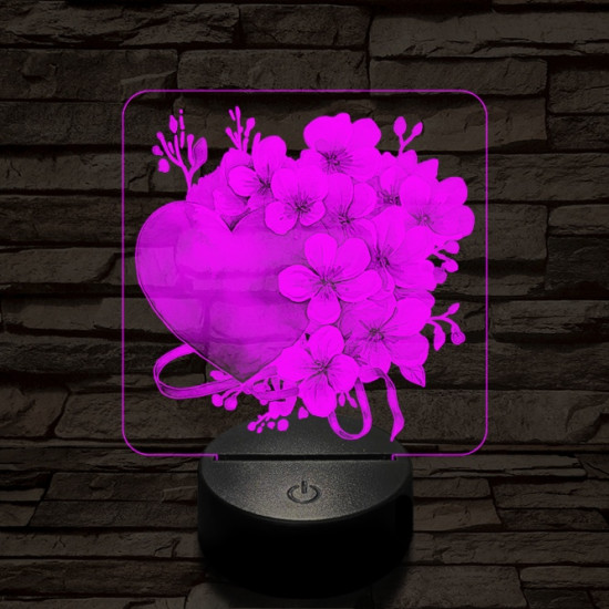 Valentin szíves csokor 7 színű valósághű 3D led lámpa