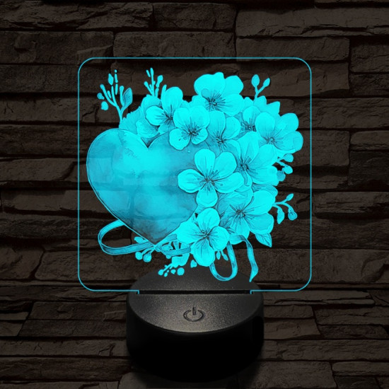 Valentin szíves csokor 7 színű valósághű 3D led lámpa