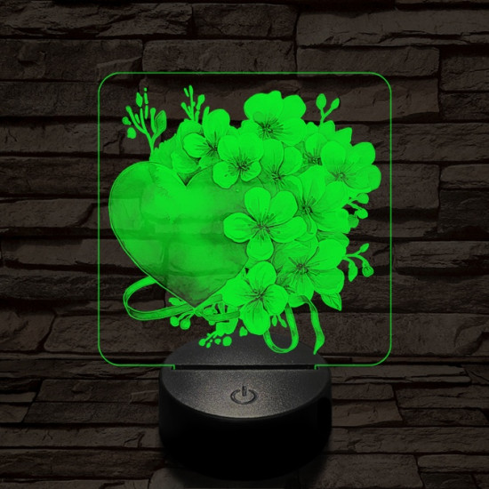 Valentin szíves csokor 7 színű valósághű 3D led lámpa