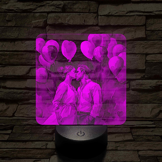 Csók 7 színű valósághű 3D led lámpa