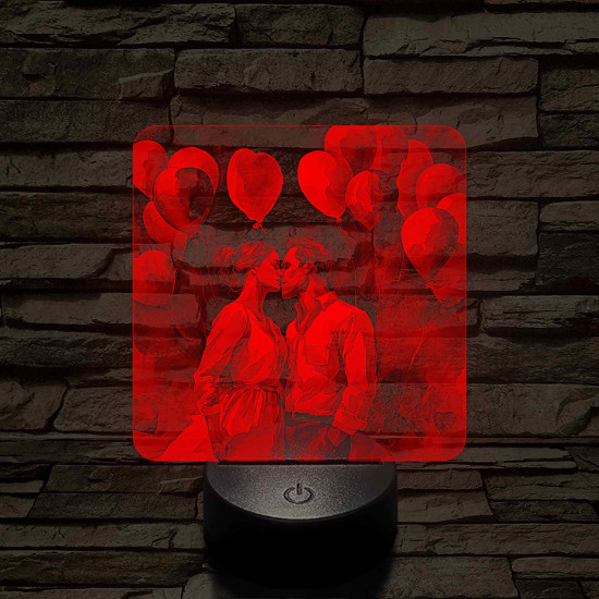 Csók 7 színű valósághű 3D led lámpa