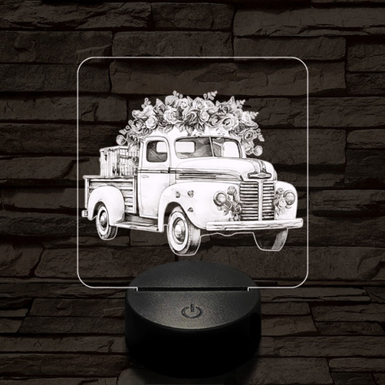 Valentin virág furgon 7 színű valósághű 3D led lámpa