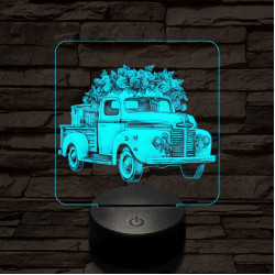 Valentin virág furgon 7 színű valósághű 3D led lámpa