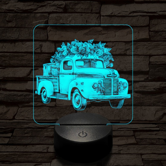Valentin virág furgon 7 színű valósághű 3D led lámpa
