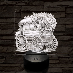 Valentin virág szekér 7 színű valósághű 3D led lámpa