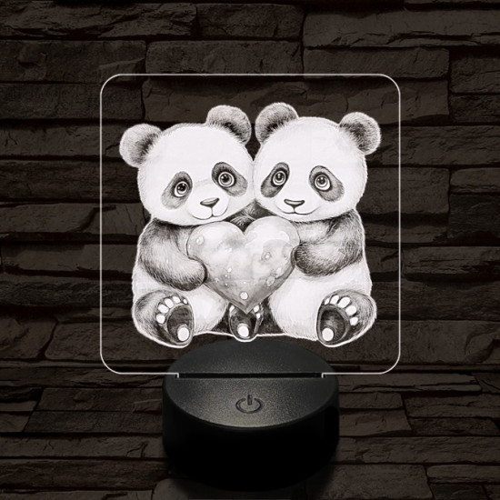 Panda románc 7 színű valósághű 3D led lámpa