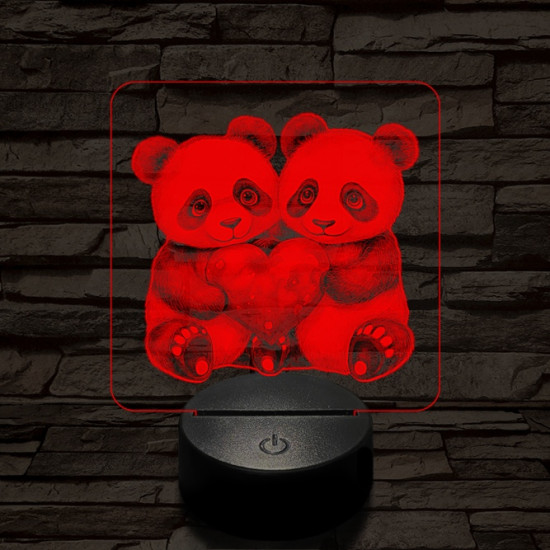 Panda románc 7 színű valósághű 3D led lámpa