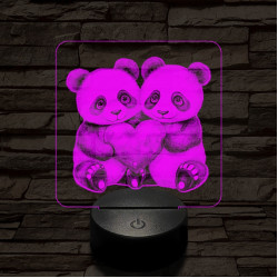 Panda románc 7 színű valósághű 3D led lámpa