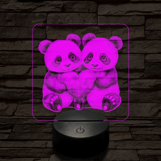 Panda románc 7 színű valósághű 3D led lámpa