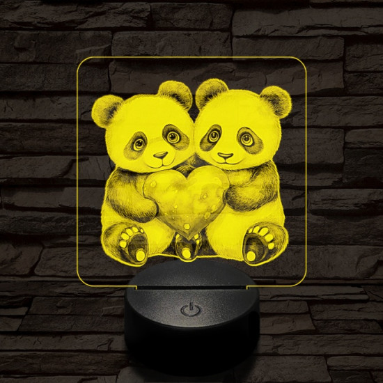 Panda románc 7 színű valósághű 3D led lámpa
