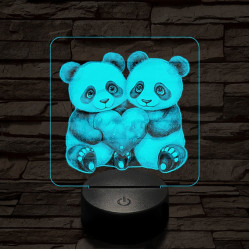 Panda románc 7 színű valósághű 3D led lámpa