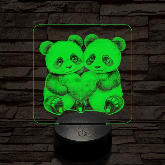 Panda románc 7 színű valósághű 3D led lámpa