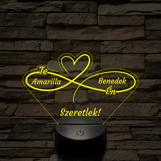 Végtelen Szerelem – „Te & Én” – 7 színű, színváltós 3D LED lámpa