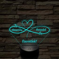 Végtelen Szerelem – „Te & Én” – 7 színű, színváltós 3D LED lámpa