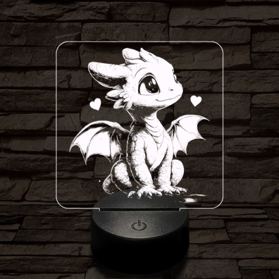 Szerelmes sárkányka 7 színű valósághű 3D led lámpa