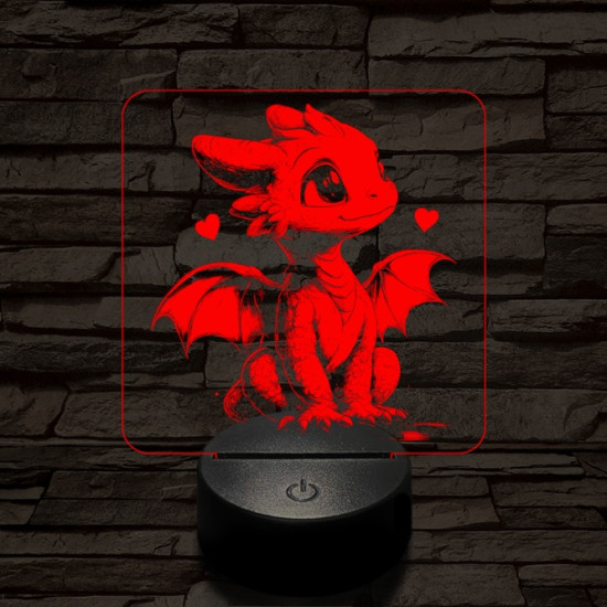 Szerelmes sárkányka 7 színű valósághű 3D led lámpa