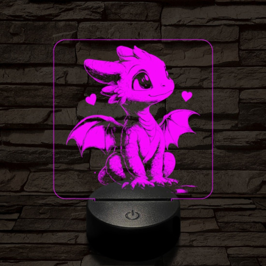 Szerelmes sárkányka 7 színű valósághű 3D led lámpa