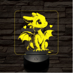 Szerelmes sárkányka 7 színű valósághű 3D led lámpa