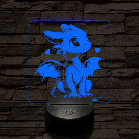 Szerelmes sárkányka 7 színű valósághű 3D led lámpa